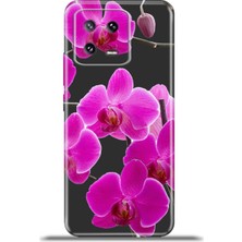 Cupcase Xiaomi Mi 13 Kılıf Esnek Silikon Kamera Koruma 4K Desenli Özel Tasarım - Mor Orkide