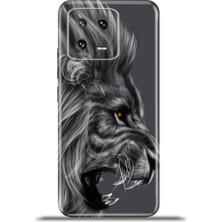 Cupcase Xiaomi Mi 13 Kılıf Esnek Silikon Kamera Koruma 4K Desenli Özel Tasarım - Kara Aslan