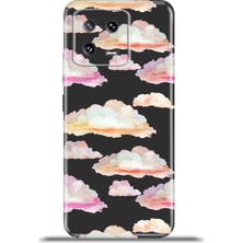 Cupcase Xiaomi Mi 13 Kılıf Esnek Silikon Kamera Koruma 4K Desenli Özel Tasarım - Pembe Bulutlar