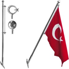Supertrend Duvar Tipi Bayrak Direği 120 cm Paslanmaz Direk