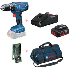 Bosch Gsb 18V-21 Vidalama Solo + 18V Akü Seti 1x4.0 Ah Gal 18V-40 Şarj + Bosch L Beden Çanta + X-Line 15 Parça Mini Aksesuar