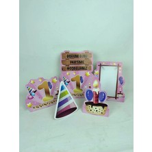 Dizayn Parti Evi 1 Yaşındayım Dekoratif Ayaklı Pano Set 5 Parça