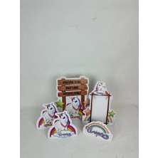 Dizayn Parti Evi Unıcorn Dekoratif Ayaklı Pano Set 5 Parça