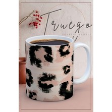 Truego Baskılı Kupa Bardak Seramik Mug - Leopar Desen