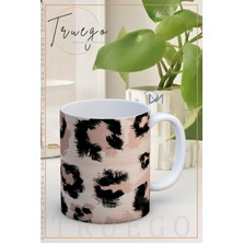 Truego Baskılı Kupa Bardak Seramik Mug - Leopar Desen