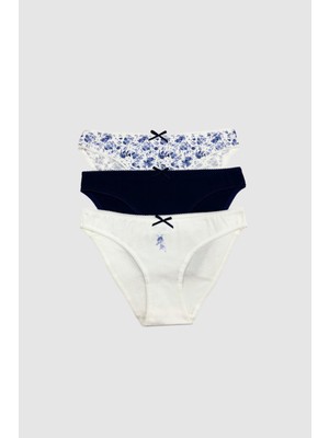 Pierre Cardin Kadın Pamuklu Basic Desenli Brief Külot 3'lü Ekonomik Paket Esnek Kumaş