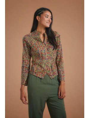 Los Banditos Çapraz Düğmeli Hakim Yaka Kadın Ceket Bluz