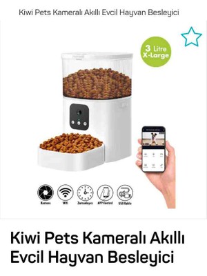 Kiwi Pets Kameralı Akıllı Evcil Hayvan Besleyici