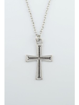 Haç  Gümüş Kaplama Unisex Düz Zincir Kolye kod 729