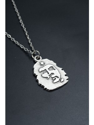 Che Guevara Kolye  Gümüş Kaplama Unisex Düz Zincir Kolye kod 688