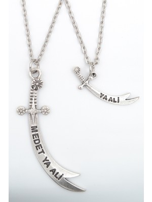 Had Safha Accessories 2'li Zülfikar Kılıç - Ya Ali Kılıç Kolye Seti