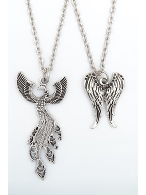 Had Safha Accessories 2'li Zümrüdüanka - Melek Kanat Kolye Seti