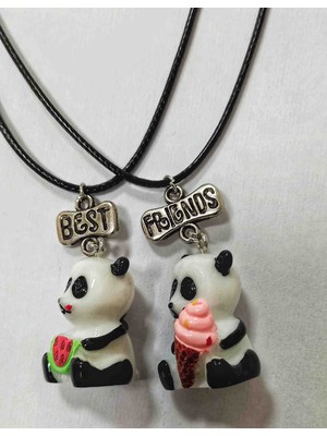 Fashion Best Frends Panda Figürlü Arkadaşlık Kolyesi