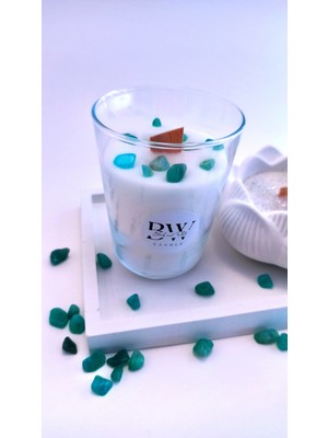 Black And White Candle BWC Yeşil Akik Taşlı ve Dekoratif Lotus Çiçeği Mum Seti-Koku ve Renk Seçenekli (Hediyelik,Özel Gün,Yılbaşı vb.)