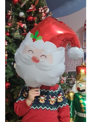 Noel Baba Balonu Yılbaşı Süsleri Noel Baba Kafası Balon 45CM