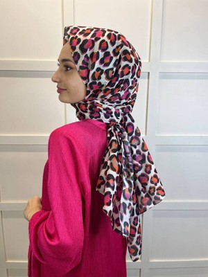 Siyane Scarf Leopar Desenli, Ütü İstemeyen, Pamuklu Şal 00898