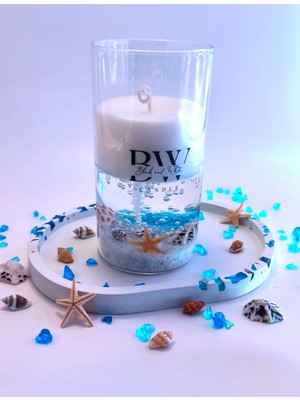 Bwc White Ocean Dreams Candle Dekoratif Mum-Mavi Kristal Sunum Tepsisi - Özel Tasarım