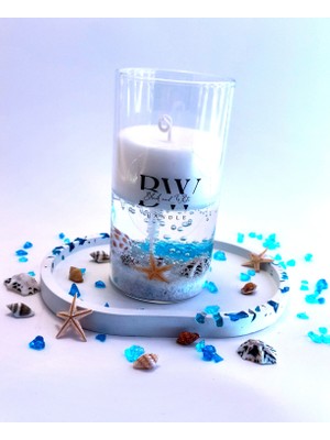 Bwc White Ocean Dreams Candle Dekoratif Mum-Mavi Kristal Sunum Tepsisi - Özel Tasarım