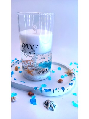 Bwc White Ocean Dreams Candle Dekoratif Mum-Mavi Kristal Sunum Tepsisi - Özel Tasarım