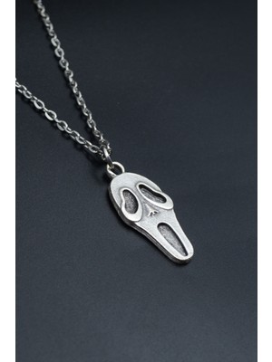 Scream - Çığlık  Gümüş Kaplama Unisex Düz Zincir Kolye kod 740