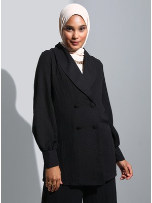 Refka Aerobin Kruvaze Kapama Ceket&pantolon Ikili Takım - Siyah - Refka Woman