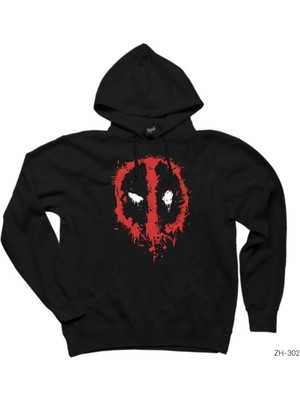 Zoka Wear Deadpool Splash Siyah Kapşonlu Sweatshirt Hoodie