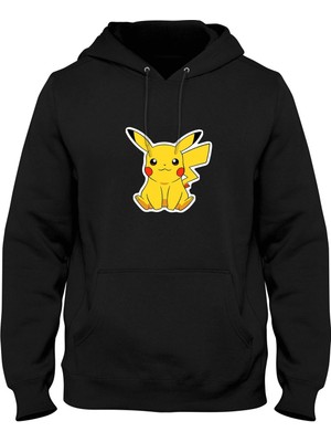 Zoka Wear Pikaçu Pokemon Baskılı Kanguru Cepli Kapşonlu Sweatshirt BLL2379