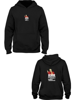 Zoka Wear Leyla ile Mecnun Ismail Abi Ön Arka Baskılı Kanguru Cepli Kapşonlu Sweatshirt BLL172