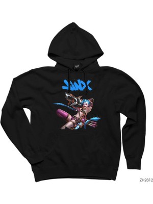 Zoka Wear Lol Jinx Combat Siyah Kapşonlu Sweatshirt Hoodie