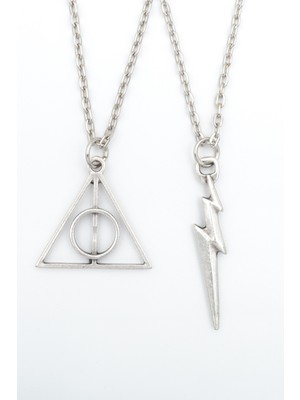 Had Safha Accessories 2'li Harry Potter Ölüm Yadigarları Üçgen - The Flash Kolye Seti