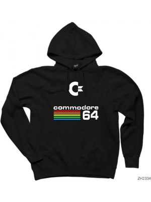 Zoka Wear Commodore 64 Vintage Logo Siyah Kapşonlu Sweatshirt / Hoodie