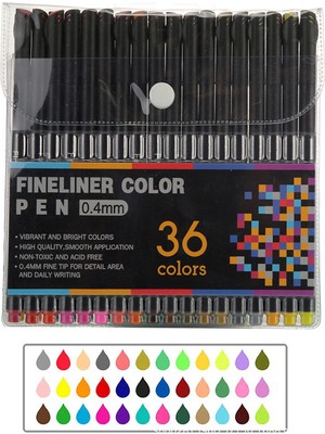 Kalesi 36 Renkler 0.4mm Fineliner Fine Point Kalem Seti Çizim Kalemleri Günlük Yazma Not Alma Takvim Gündemi Yetişkin Boyama (Yurt Dışından)