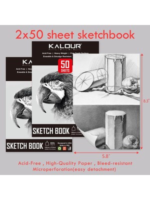 Kalesi Yetişkinler Başlangıç Çocuklar Için 2 Sketchbook Sanat Çizim Malzemeleri ile 52 Parça Kalour Eskiz Kalem Seti (Yurt Dışından)