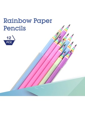 Kalesi Okul ve Ofis Malzemeleri Için 12 Parça Ahşap Plastik Gökkuşağı Geri Dönüşümlü Kağıt Hb Kalemler (Yurt Dışından)