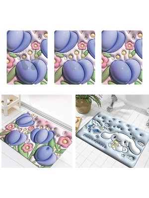 Zethus 3D Karikatür Görsel Genişletilmiş Yumuşak Diatom Çamur Paspas Banyo Paspas (Yurt Dışından)