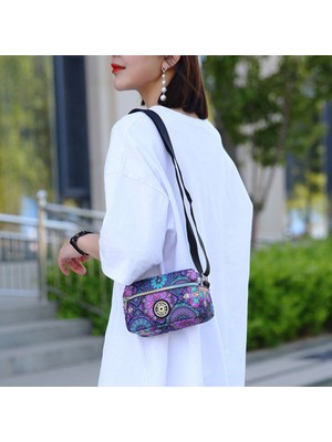 Xstone Fermuarlı Kese ile Kadınlar Için Moda Deseni Baskılı Omuz Çantası Naylon Crossbody Çanta (Yurt Dışından)