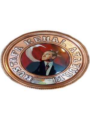 Safir Bakır Duvar Tablosu M.k. Atatürk Tablo Özel Elişçiliği 25 cm A++ Kalite