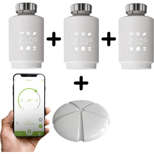 Akıllı Isıtma Seti - 3 x S-Warm Akıllı Termostatik Radyatör Vanası ve 1 x Link Zigbee Gateway