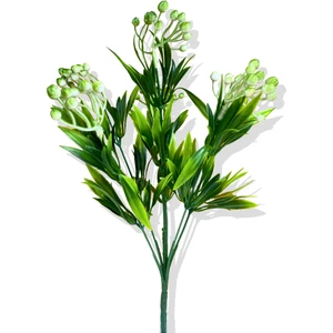 Yapay Püsküllü Tropik Yeşil Bitki 6 Dal 35 cm