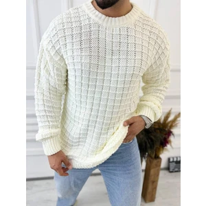 Elku Moda Kazak Oversize Kare Örme Desenli Naturel Pamuk Bol Kesim Tüylenmeyen Salaş Triko Kazak