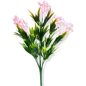 Yapay Püsküllü Tropik Pembe Bitki 6 Dal 35 cm