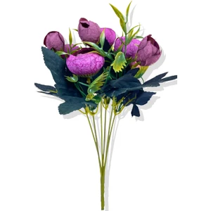 Yapay Çiçek Mor Şakayık Gül Demeti 30 cm 6 Dal