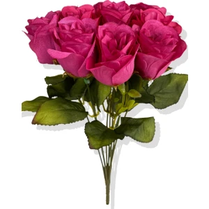 Yapay Fuşya Gül Demeti 35 cm 10 Dal