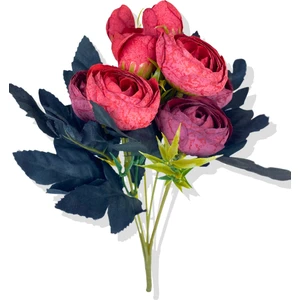 Yapay Çiçek Kırmızı Şakayık Gül Demeti 30 cm 6 Dal