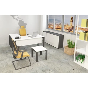 Çağın Ofis Mobilyaları Galaxy 160 cm Yüksek Kesonlu Beyaz Çalışma Ofis Masa Takım (Beyaz/antrasit)