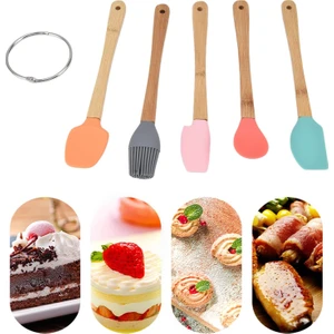 Elite AVM 5 Li Renkli Bambu Silikon Spatula Seti mini boy
