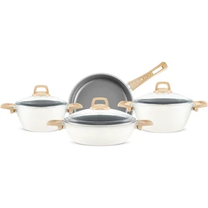 x Refika Birgül Swiss Crystal 7 Parça Tencere Seti Creamy