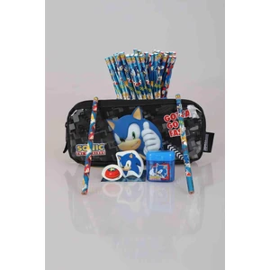 DEKOMUS ÖZEL TASARIM LİSANSLI SONIC KALEM ÇANTASI , İKİLİ KURŞUN KALEM,KALEMTRAŞ VE İKİLİ SİLGİ SETİ