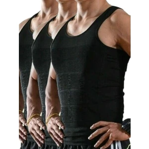 Erkek Vücut Şekillendirici Göğüs ve Göbek Toparlayıcı Sıkılaştırıcı Nefes Alan Atlet Korse 3 'lü Set