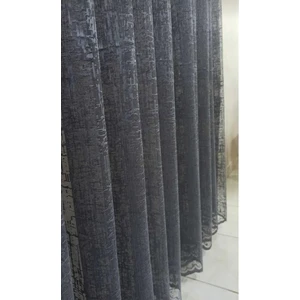 Nish Perde Lüks Örme Tül Perde Şantuk Antrasit Desen Düz Dikim  1/2 Seyrek Pile